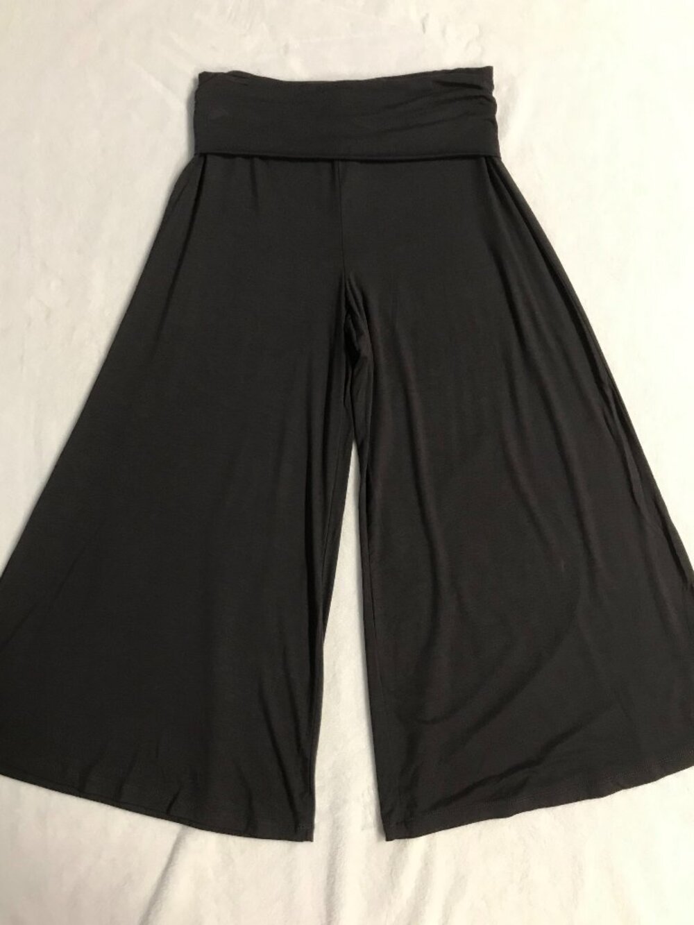 Mahina Wide Leg Pants L Dark Charcoal Gray Flowy Rayon